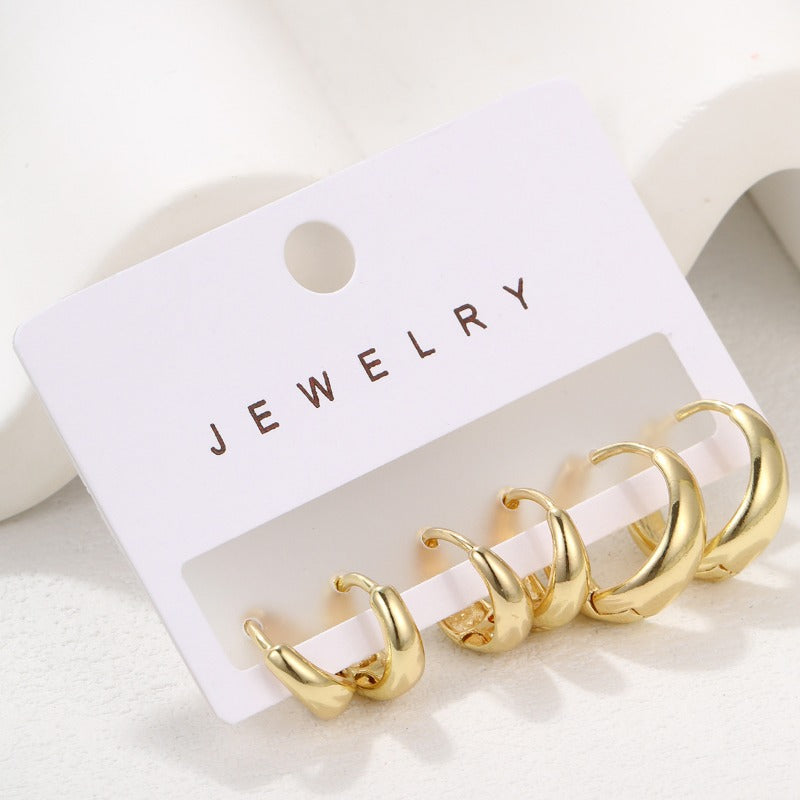 Wholesale Simple Large Earrings, High-end Niche European and American Style Metal Earrings
